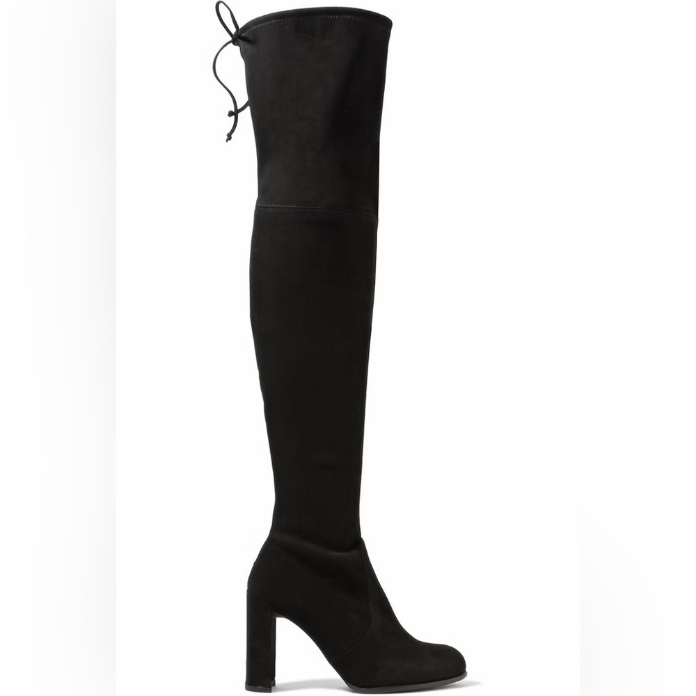 Stuart Weitzman Black Suede Over-the-Knee Heeled Boots